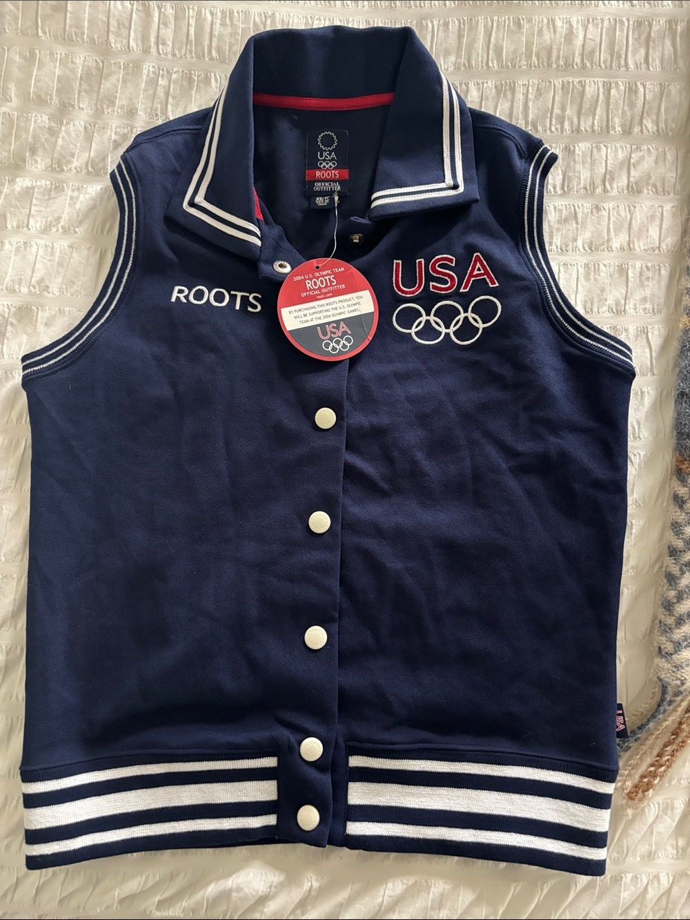 Roots Navy Sleeveless USA Olympic Vest 2004 Official